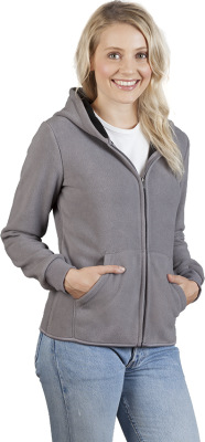 Promodoro - Women‘s Hooded Fleece Jacket (light grey-black)