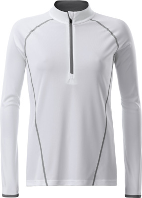 James & Nicholson - Ladies' Sportsshirt Longsleeve (white/silver)