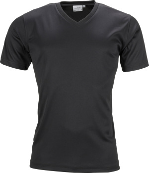 James & Nicholson - Herren V-Neck Sport T-Shirt (black)