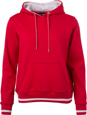 James & Nicholson - Damen Club Kapuzen Sweater (red/white)