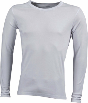 James & Nicholson - Herren Ripp T-Shirt langarm (white)
