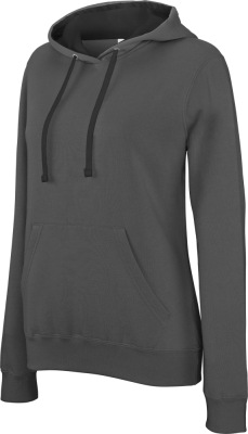 Kariban - Damen Kontrast Kapuzen Sweater (dark grey/black)