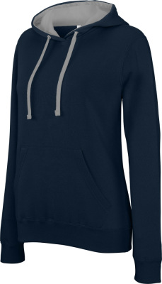 Kariban - Damen Kontrast Kapuzen Sweater (navy/fine grey)