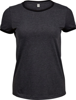 Tee Jays - Ladies' Ringer T-Shirt (black melange/black)