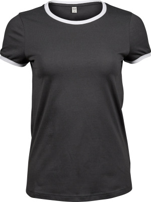 Tee Jays - Damen Ringer T-Shirt (dark grey/white)