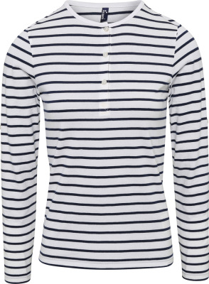 Premier - Ladies' Roll Sleeve T-Shirt longsleeve (white/navy)