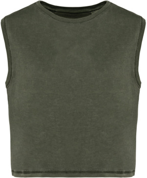 Native Spirit - Ärmelloses Damen-Crop-T-Shirt – 165g (Washed Organic Khaki)