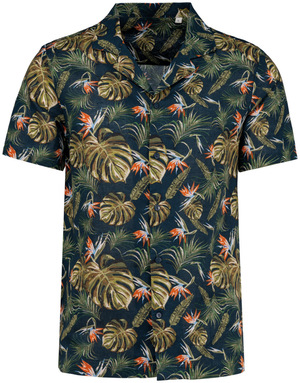 Native Spirit - Umweltfreundliches Herrenhemd mit Hawaii-Druck (Navy Paradise Bird)