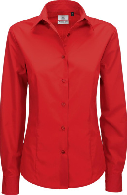 B&C - Poplin Shirt Smart Long Sleeve / Women (Deep Red)