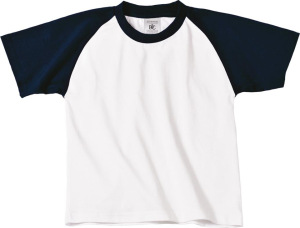 B&C - T-Shirt Base-Ball / Kids (White/Navy)