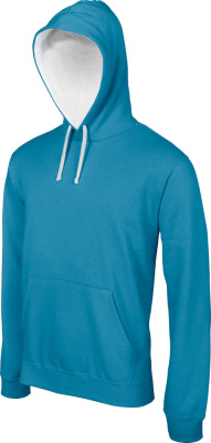Kariban - Contrast Hooded Sweatshirt (Tropical Blue/White)