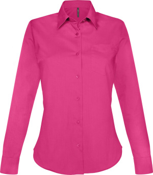 Kariban - Jessica Pflegeleichte Damen Langarm Popline Bluse (Fuchsia)