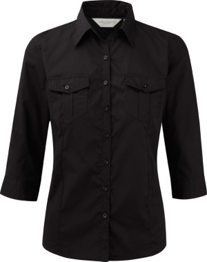 Russell - Ladies´ Roll Sleeve Shirt - 3/4 Sleeve (Black)