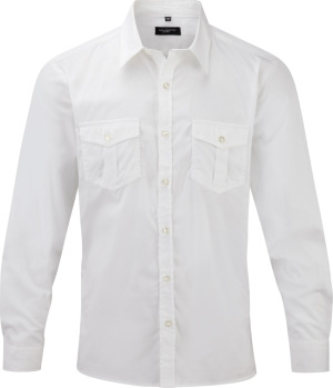 Russell - Herrenhemd mit krempelbaren langen Ärmeln (White)