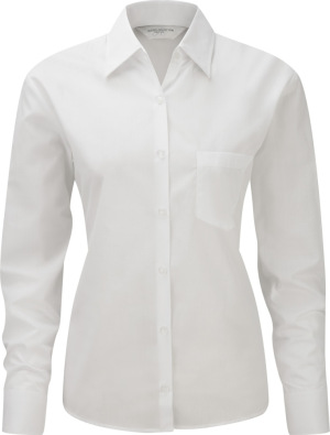 Russell - Ladies´ Long Sleeve Poly-Cotton Easy Care Poplin Shirt (White)