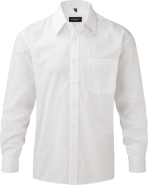 Russell - Men´s Long Sleeve Poly-Cotton Easy Care Poplin Shirt (White)