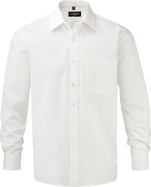 Russell - Men´s Long Sleeve Pure Cotton Easy Care Poplin Shirt (White)