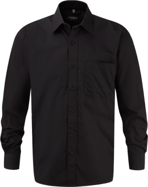 Russell - Langarm Popeline-Hemd (100% Baumwolle) (Black)