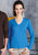 Kariban - Damen Langarm T-Shirt mit V-Ausschnitt (Light Royal Blue)