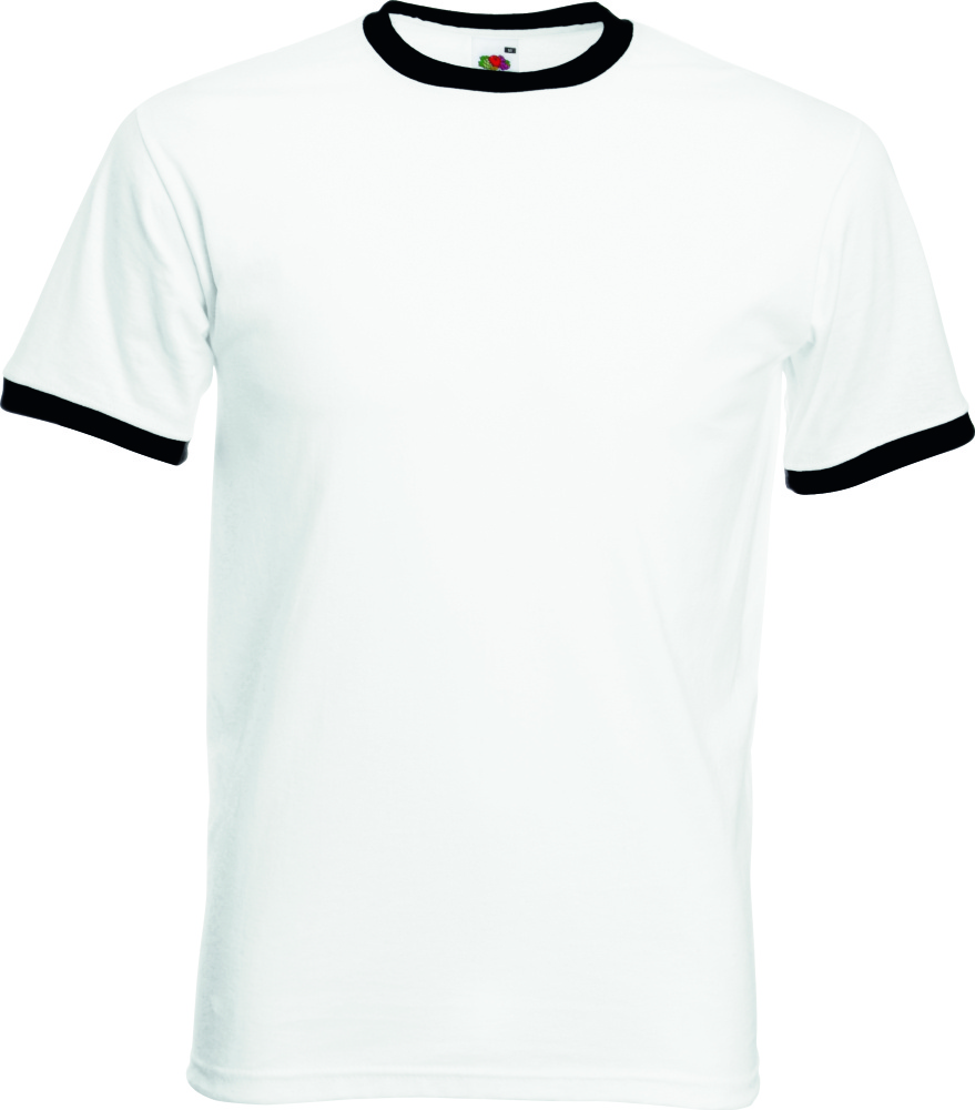 Ringer Tee (White/Black) for embroidery and printing - Fruit of the ...